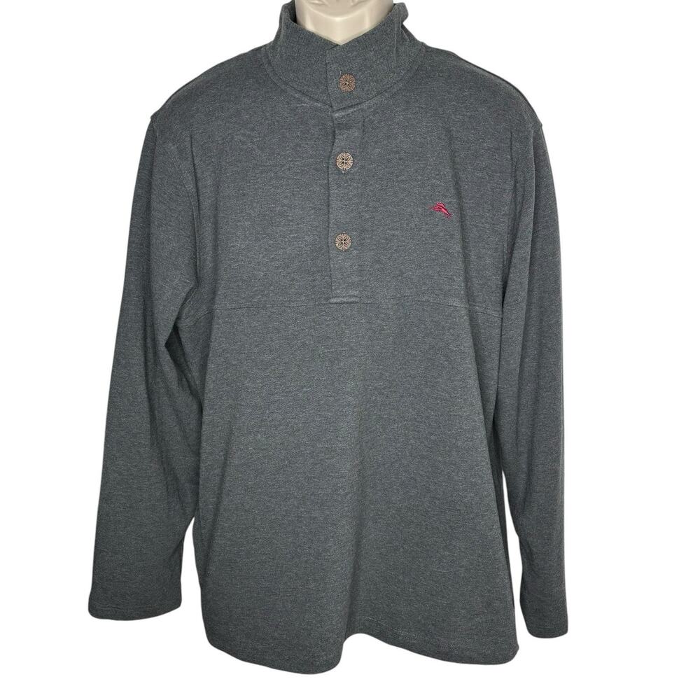 Tommy Bahama Men's XL Gray 1/4 Quarter Zip Mock Neck Pullover Jacket Sweatshirt - Picture 10 of 16